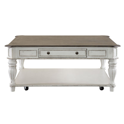 Magnolia Manor - Oversized Square Cocktail Table - White