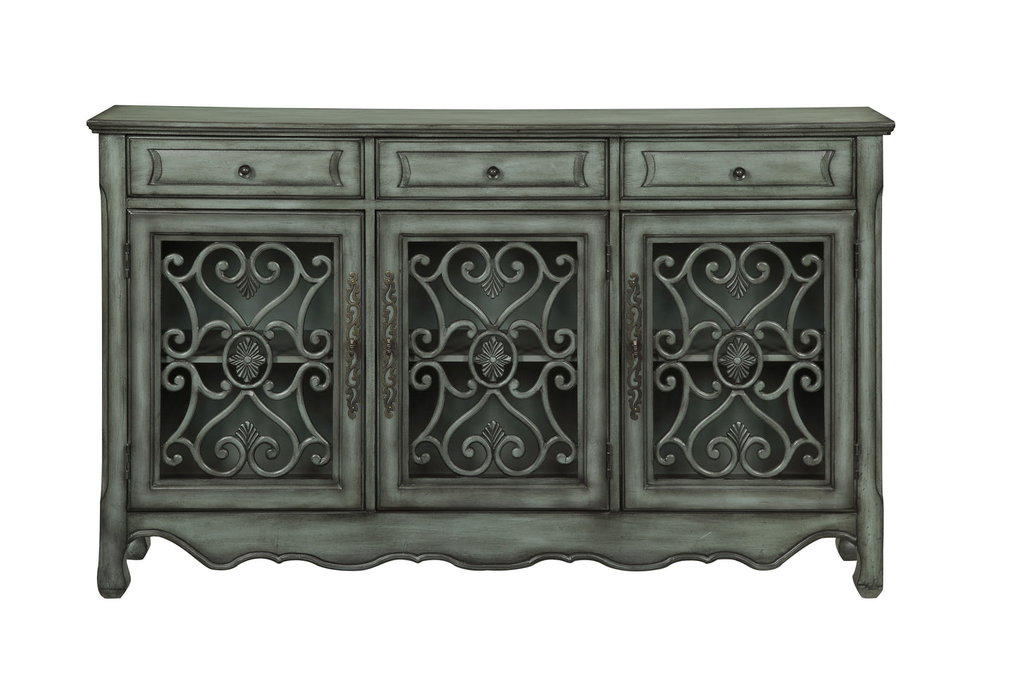 Gemma - Three Drawer Three Door Credenza - Hood Green Gray