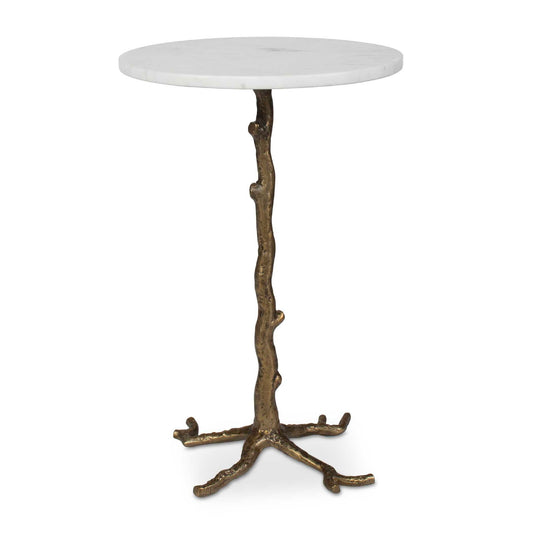 Calais - Marble Accent Table - Brass / White