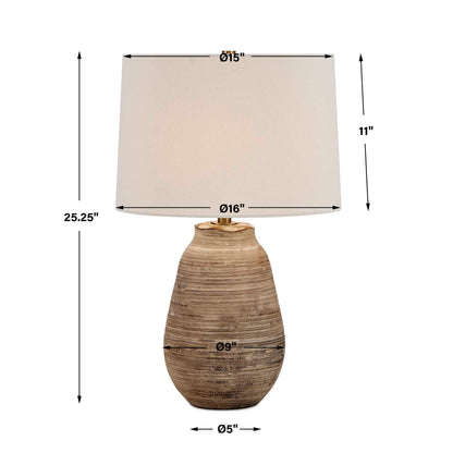 Tonachio - Etched Urn Table Lamp - Brown