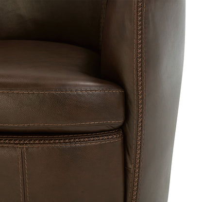 Barolo - 100% Italian Leather Swivel Club Chair (Set of 2)