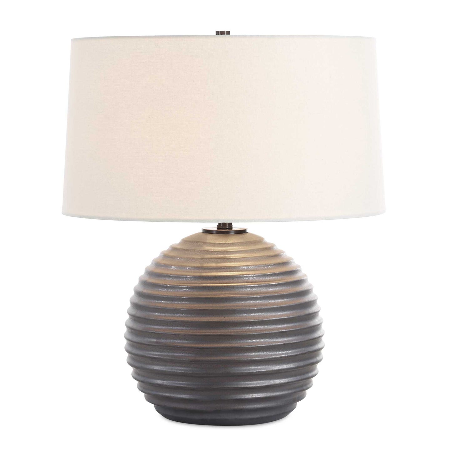 Chelsom - Ribbed Table Lamp - Gray