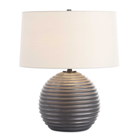 Chelsom - Ribbed Table Lamp - Gray