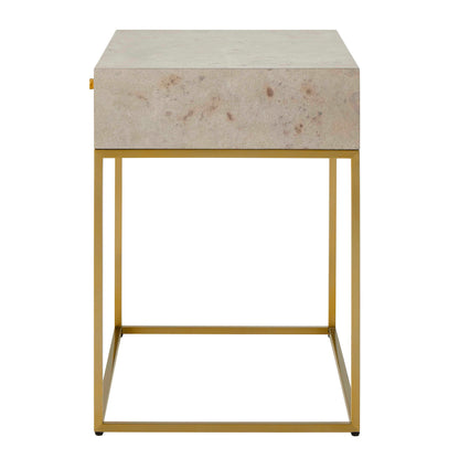 Pembrook - Side Table - Light Washed / Brass