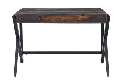 Banner - Two Drawer Writing Desk - Sierra Brown / Black Powder Coat Finish