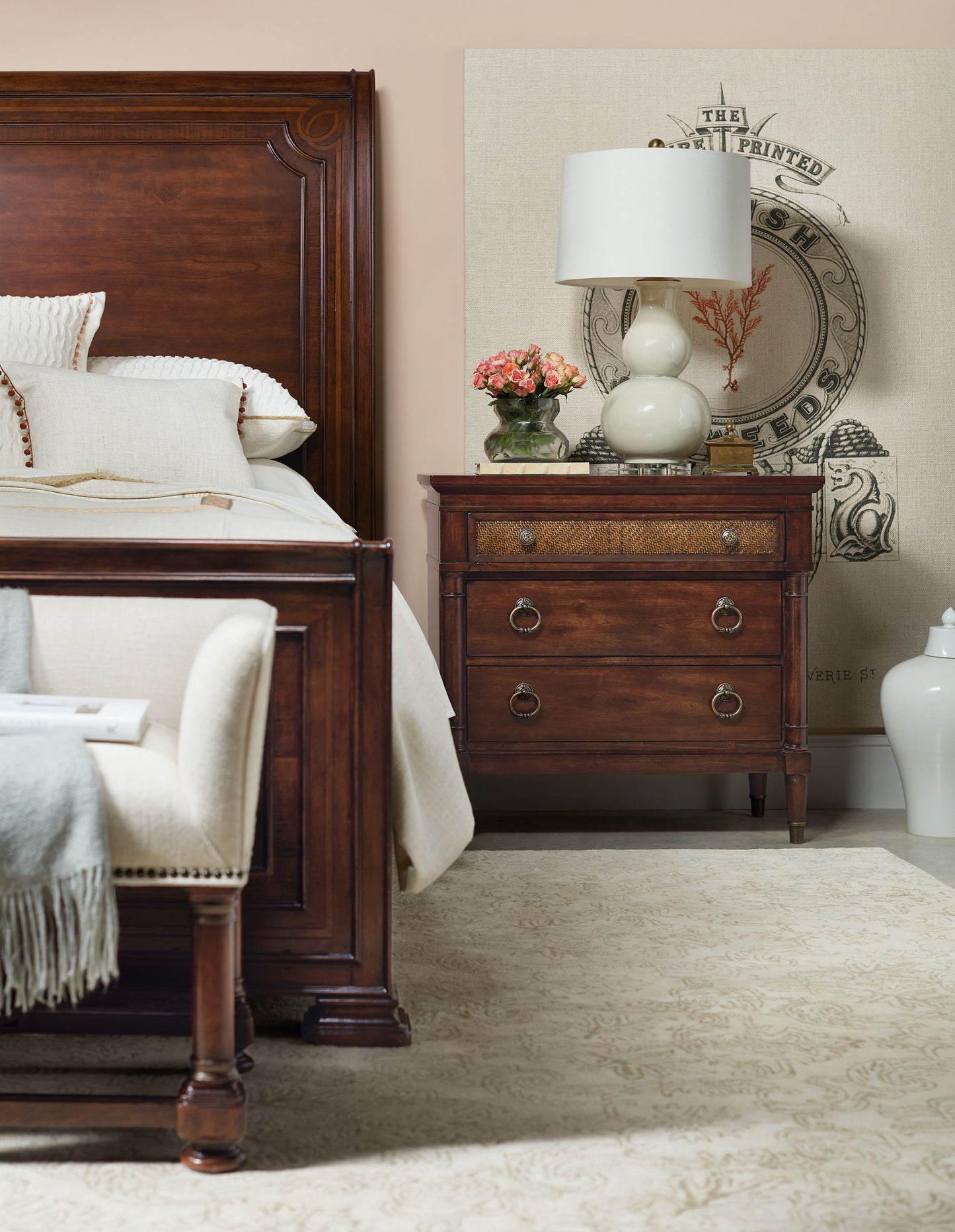 Charleston - Three-Drawer Metal Nightstand - Dark Brown