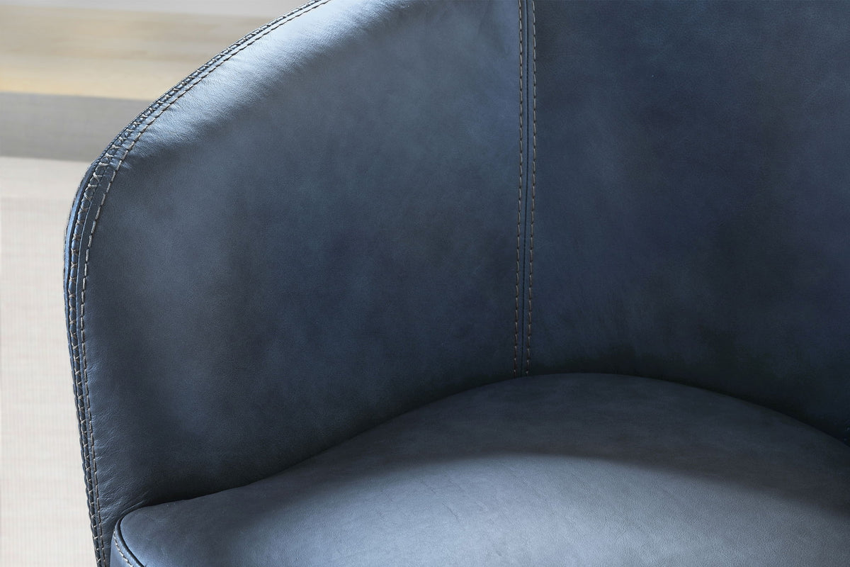 Barolo - 100% Italian Leather Swivel Club Chair (Set of 2)