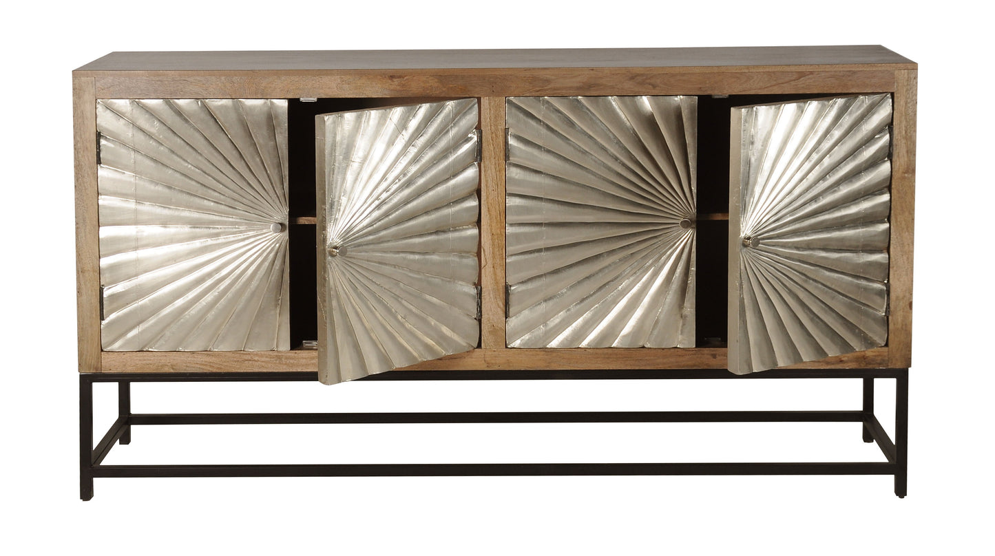 Sparks - Four Door Credenza - Sparkler Brown / Silver