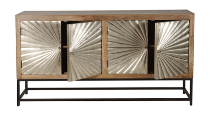 Sparks - Four Door Credenza - Sparkler Brown / Silver