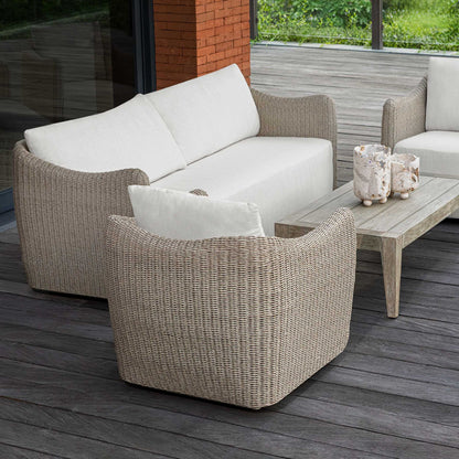 Sunset - Outdoor Swivel Lounge Chair - Oatmeal / Oyster White