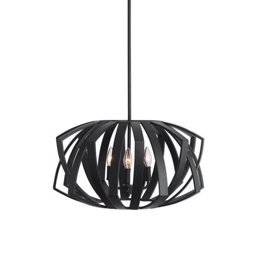 Thales - Geometric 3 Light Pendant - Black