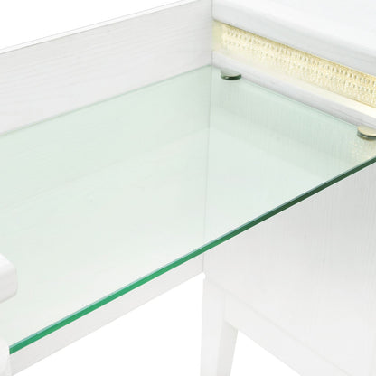 Reflections - Vanity Desk - Pearl White & Rhinestone