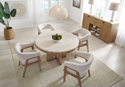 Escape - 72" Dining Buffet Server With Stone Top - Glazed Natural Oak Natural Cane Vanilla Bean Stone