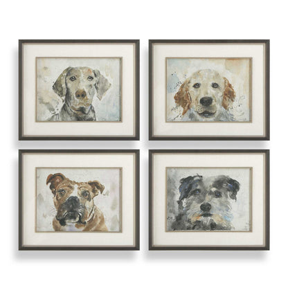 Dog Days - Framed Prints (Set of 4) - Black / Blue / Brown / Gray / Orange / White