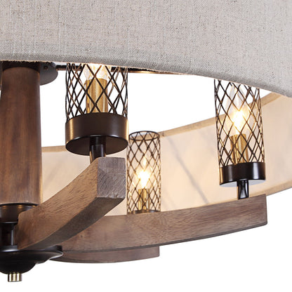 Woodall - 6 Light Drum Chandelier - Light Brown