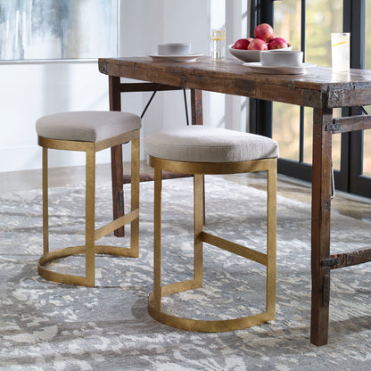 Ivanna - Modern Counter Stool - White & Gold