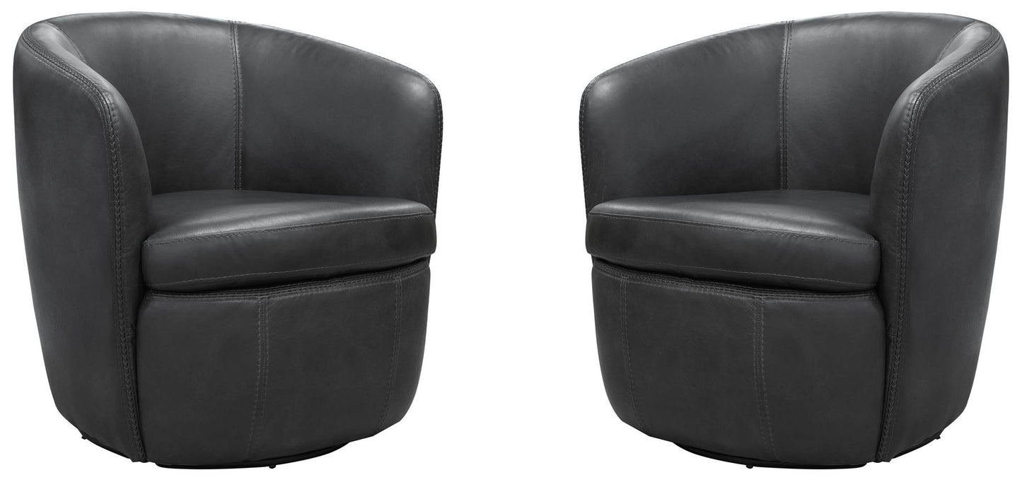 Barolo - 100% Italian Leather Swivel Club Chair (Set of 2)