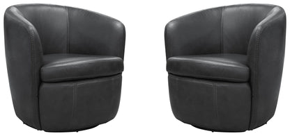 Barolo - 100% Italian Leather Swivel Club Chair (Set of 2)