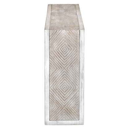 Genara - Carved Console Table - Bone White