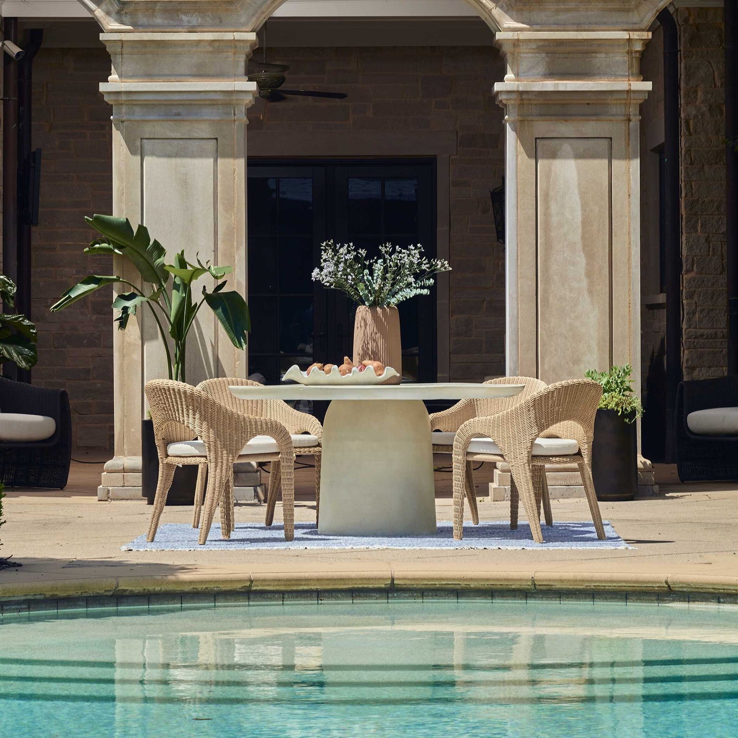 Kavali - Outdoor Wicker Dining Armchair - Woodtone