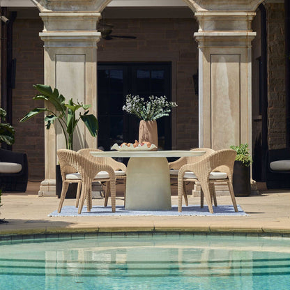 Kavali - Outdoor Wicker Dining Armchair - Woodtone