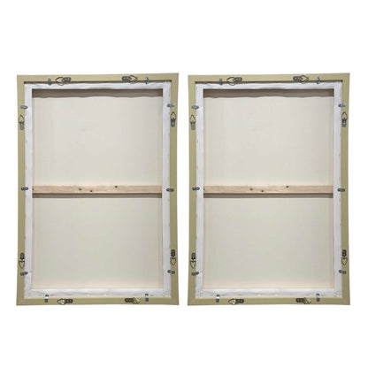 Abstract Afternoon - Framed Canvases (Set of 2) - Blue / Green / Pink / White / Woodtone / Yellow