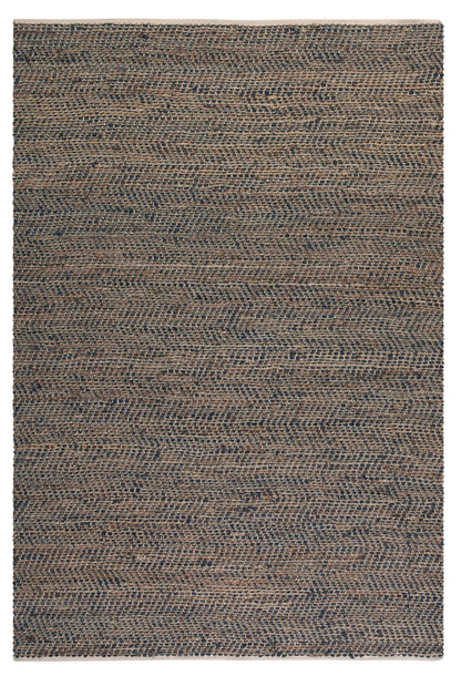 Tobais - 8 X 10 Rescued Leather & Fabric Rug - Light Brown