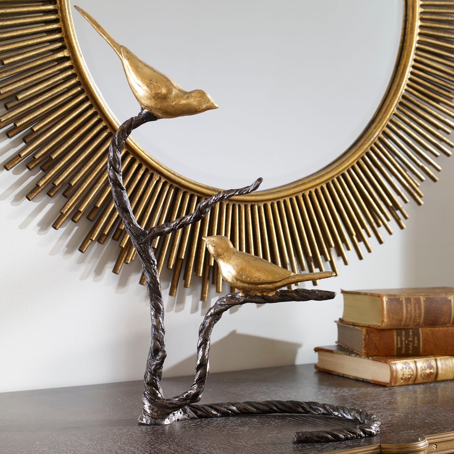 Birds On A Limb - Sculpture - Black & Gold