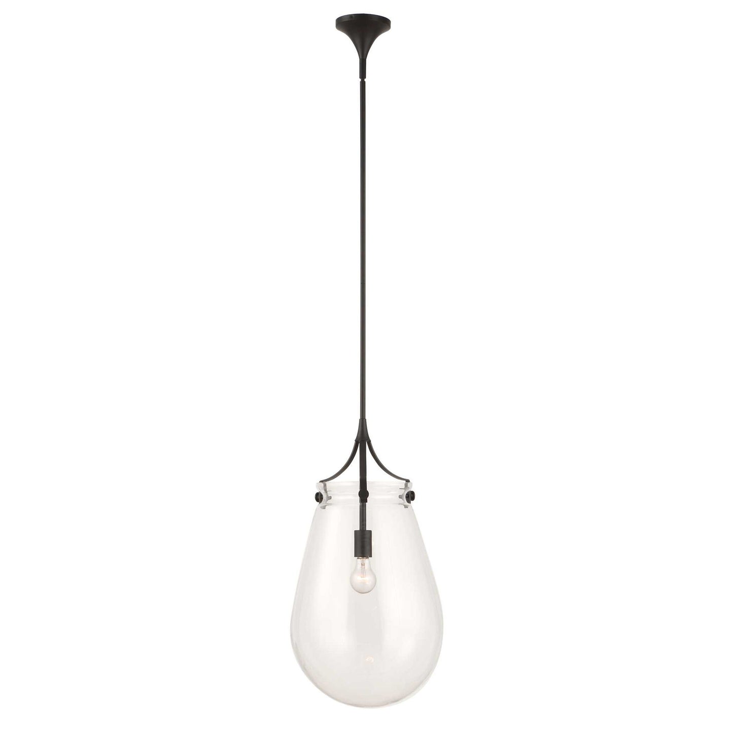 Dewdrop - 1 Light Glass Shade Pendant - Black