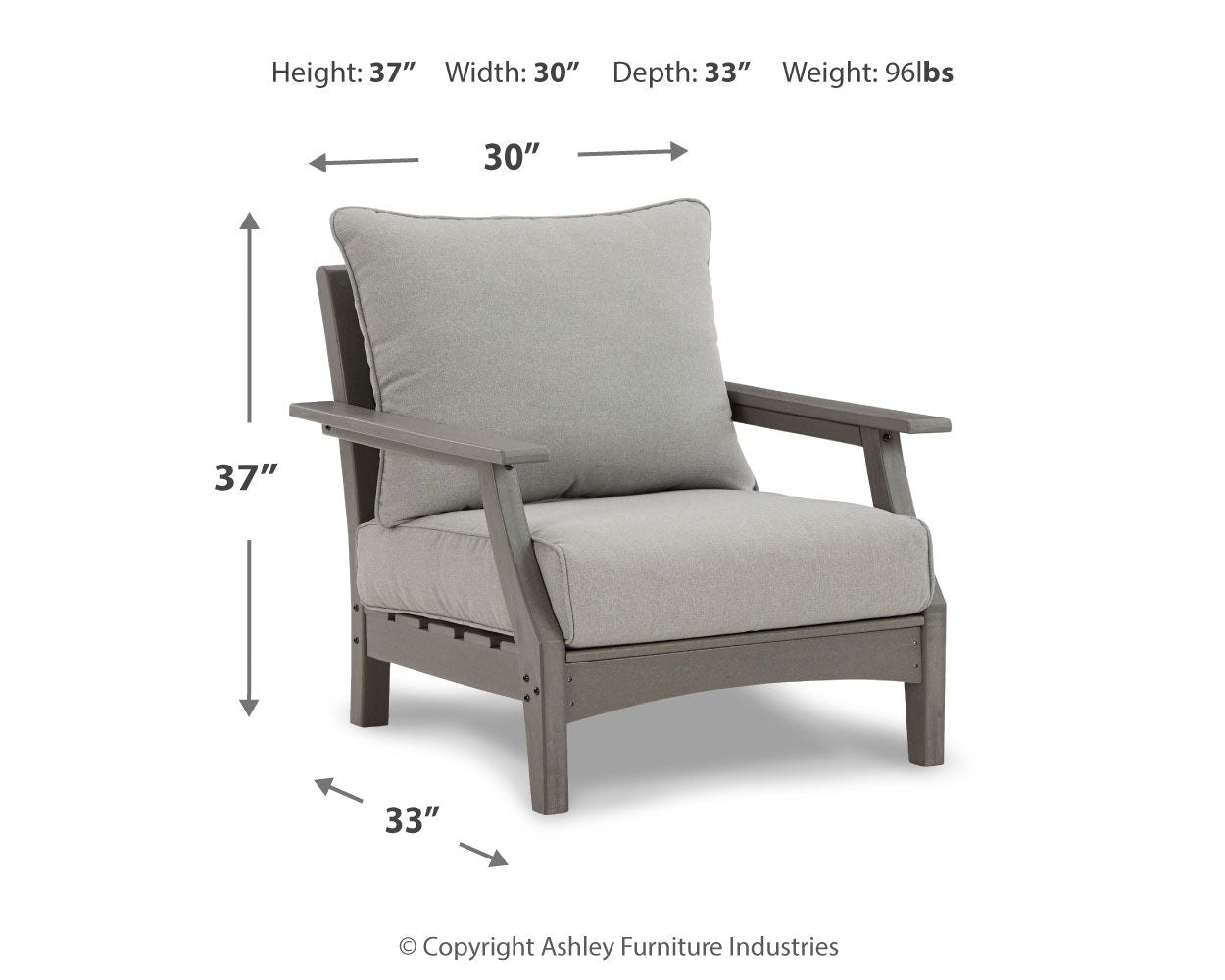 Visola - Gray - Lounge Chair w/Cushion (Set of 2)