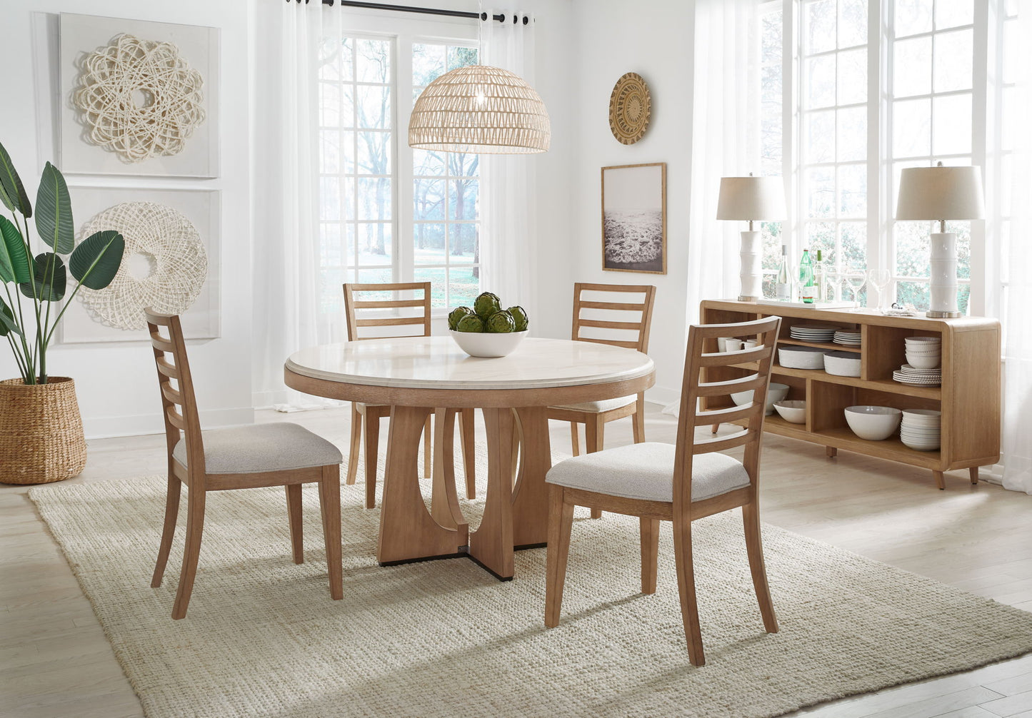 Escape - Ladder Back Dining Chair (Set of 2) - Glazed Natural Oak Mirage Mist