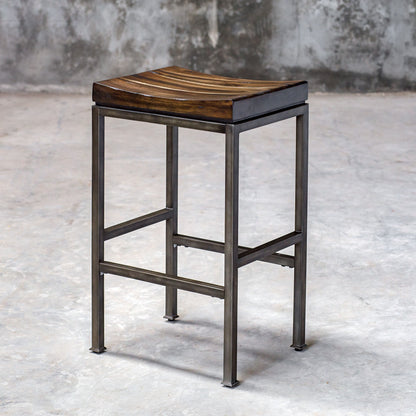 Beck - Industrial Bar Stool - Dark Brown & Black