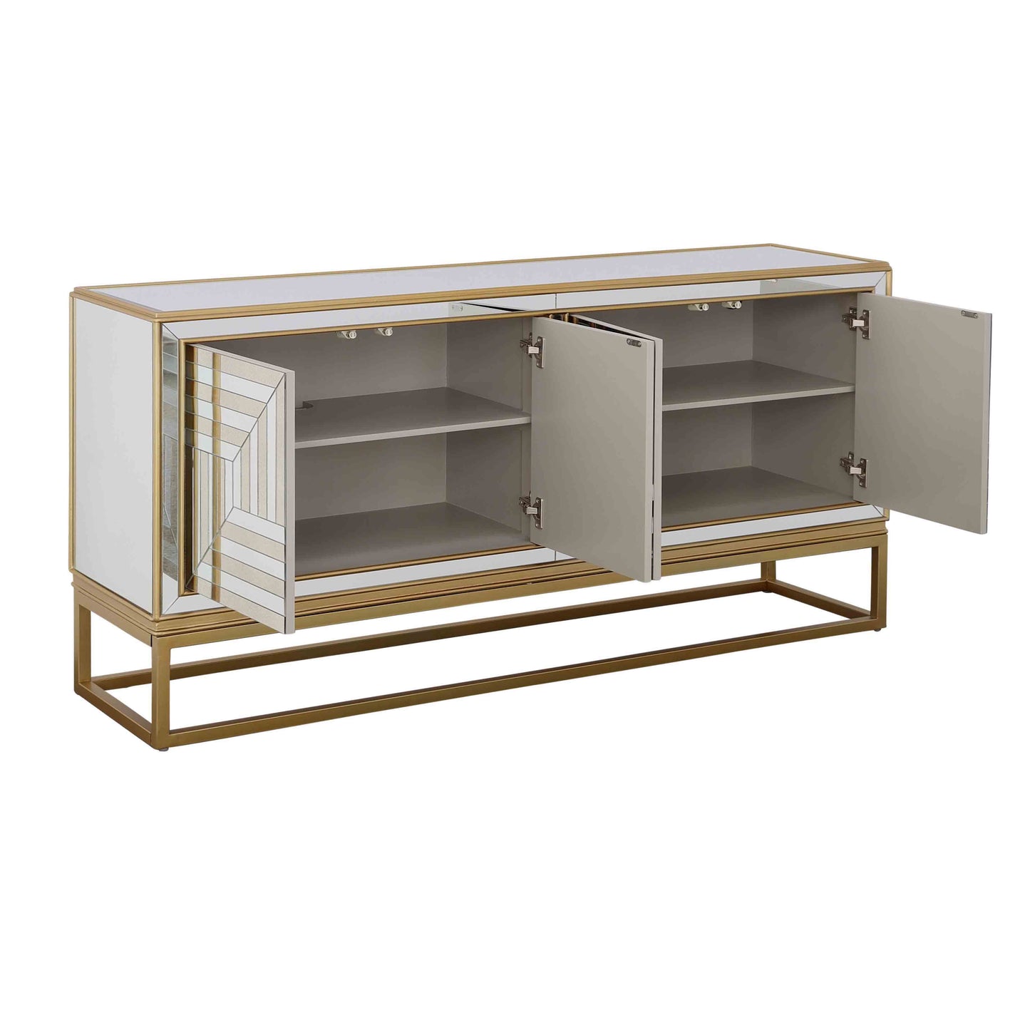 Fostoria - Four Door Credenza - Gold / Mirror