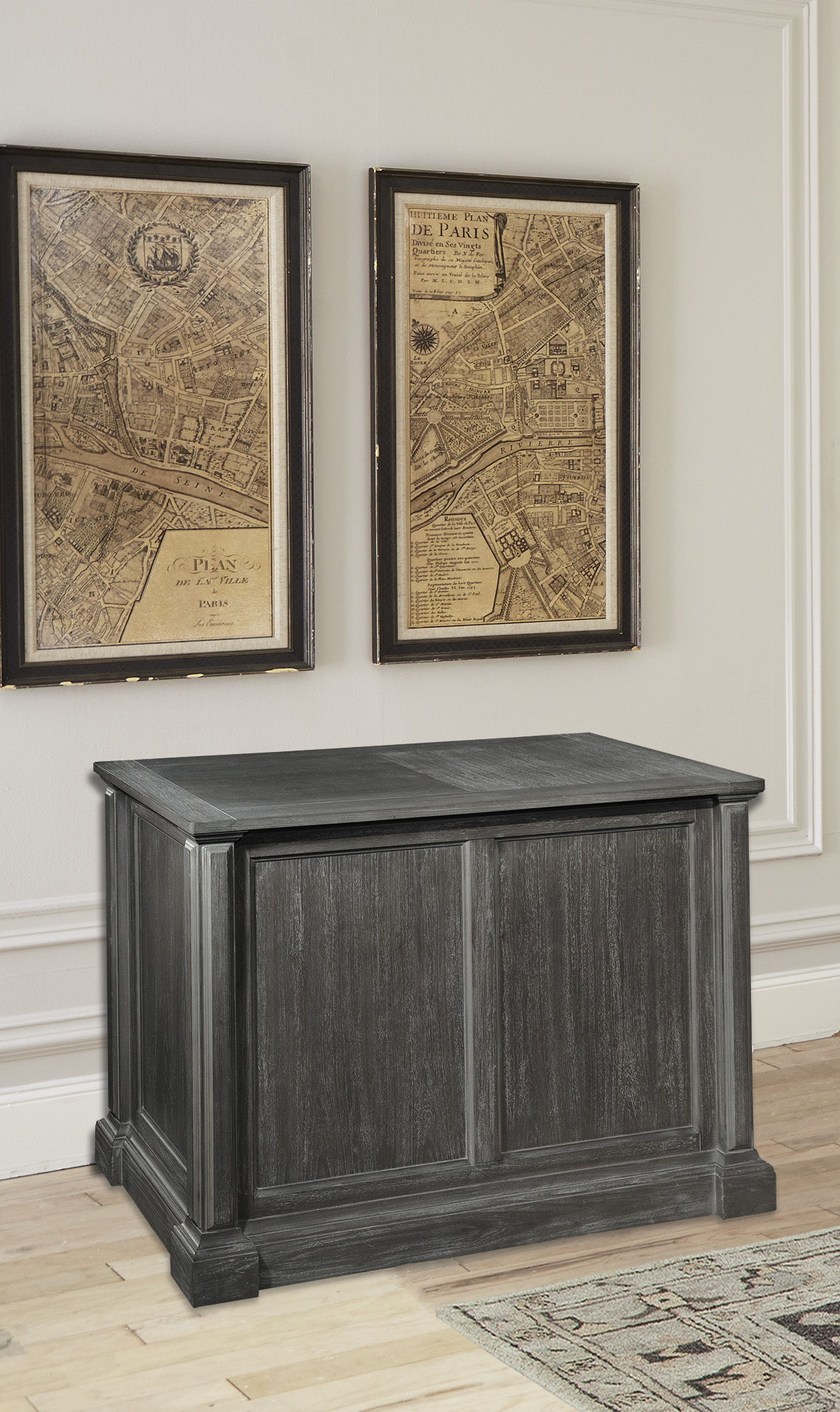 Gramercy Park - Writing Desk With Lateral File - Vintage Burnished Smoke