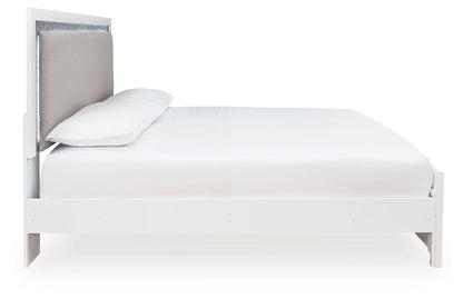 Maeling - King Upholstered Panel Bed - White