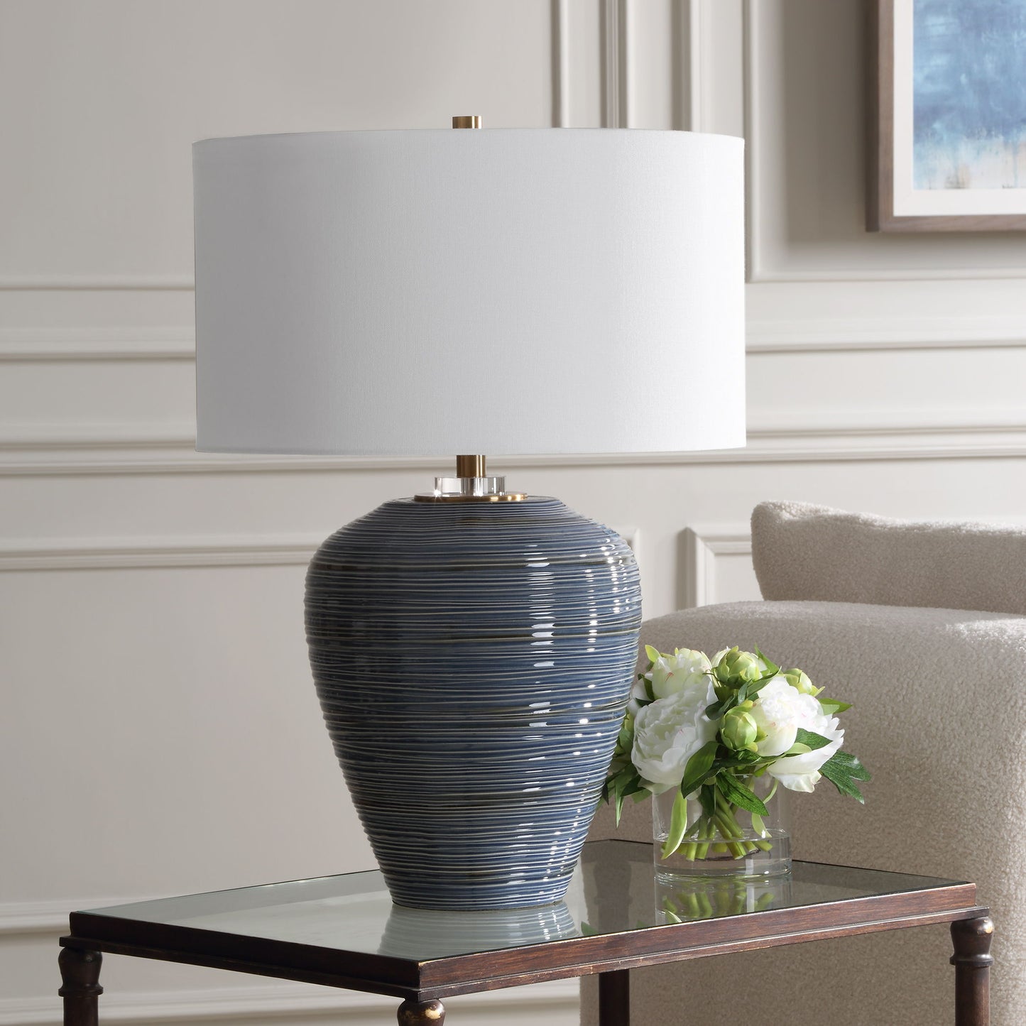 Moher - Glossy Blue Table Lamp