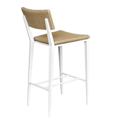 Calbas - Outdoor Bar Stool - White / Woodtone