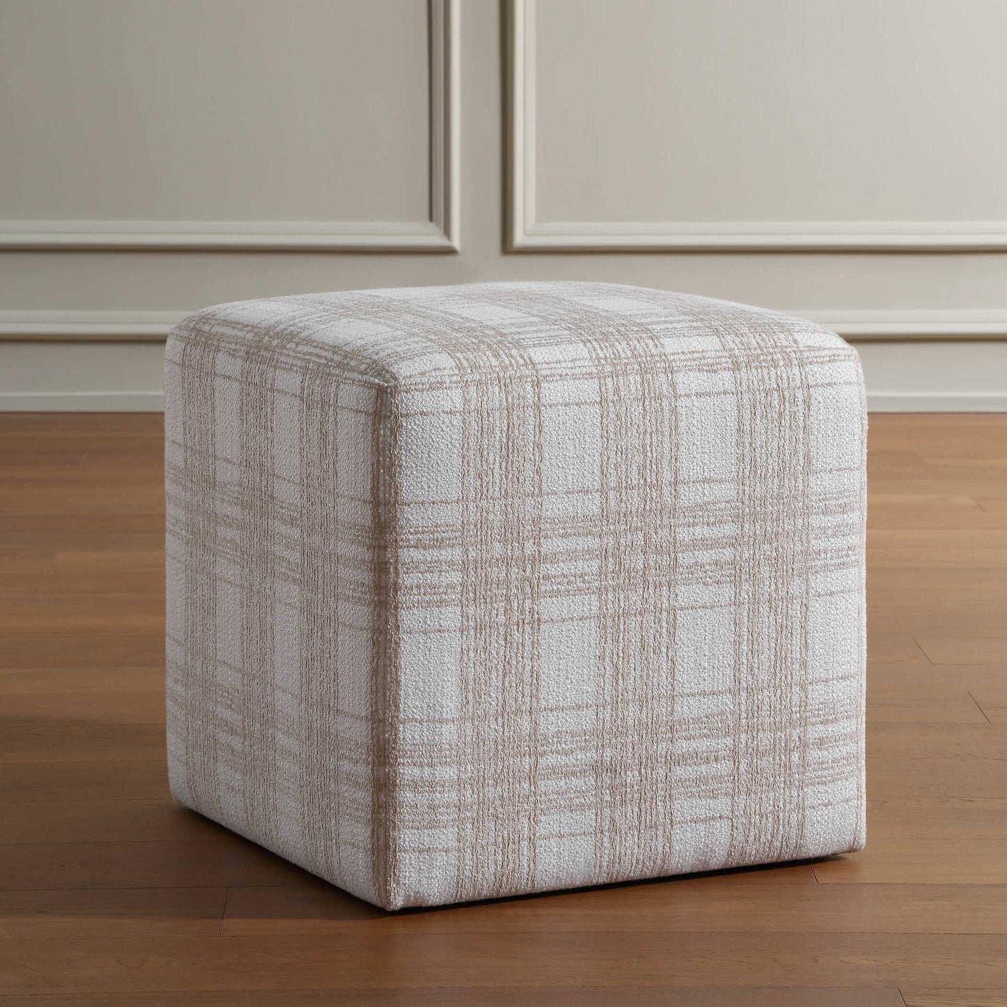 Joie - Porcelain Plaid Ottoman - White