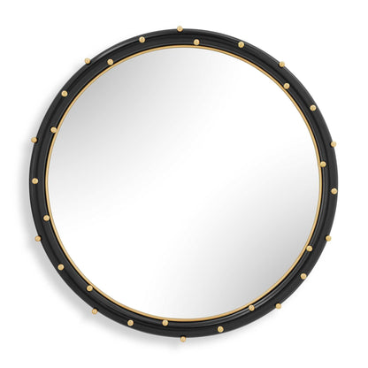 Helia - Round Mirror - Black / Brass