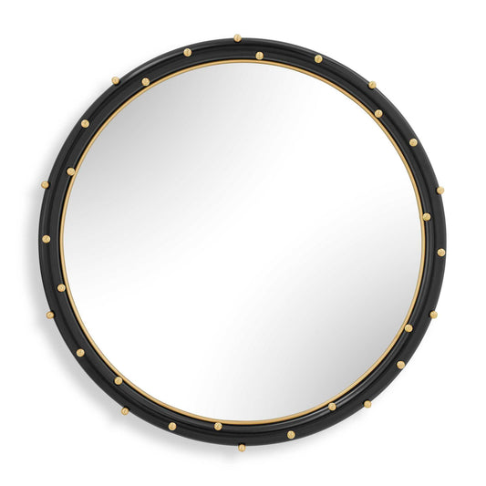 Helia - Round Mirror - Black / Brass