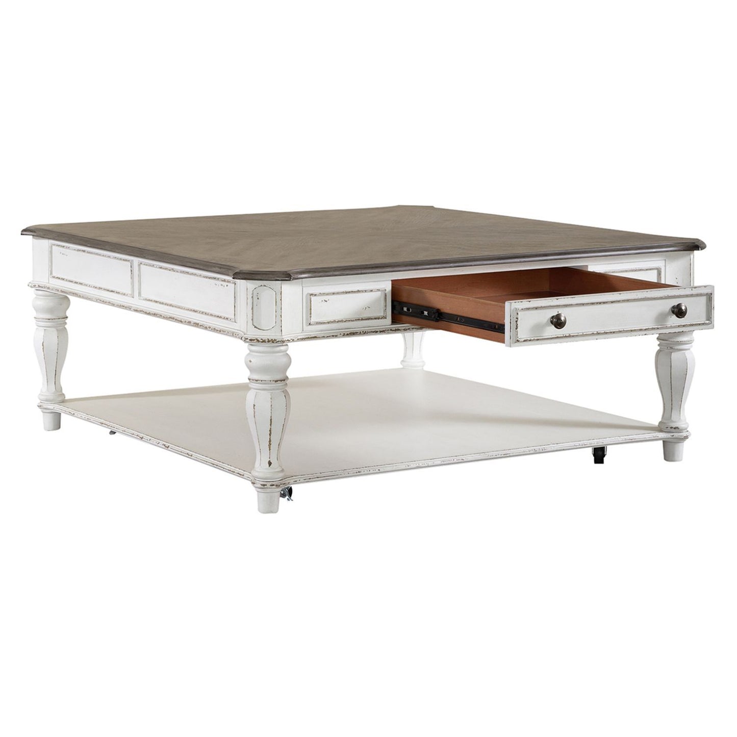 Magnolia Manor - Oversized Square Cocktail Table - White