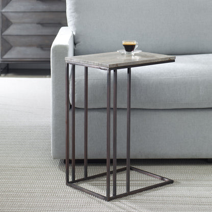 Theodore - Travertine Accent Table - Dark Brown