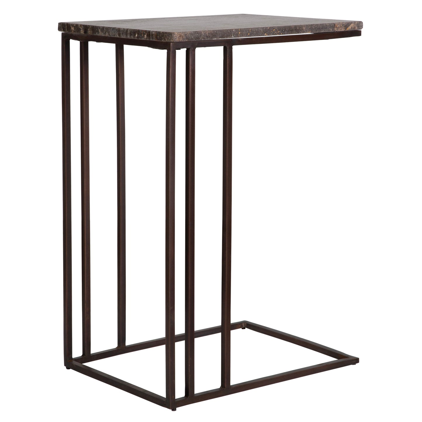 Theodore - Travertine Accent Table - Dark Brown