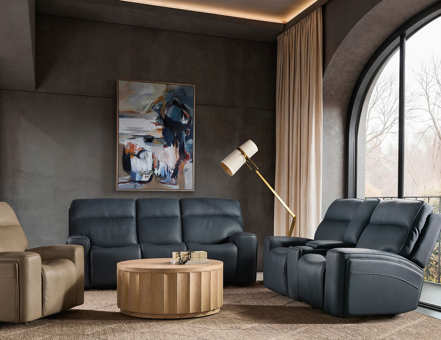 Riverton - Power Gliding Console Loveseat With Power Headrest And Lumbar - Black