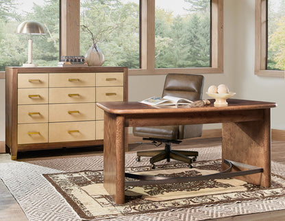 Melange - Zurich Accent Drawer Chest - Beige / Medium Walnut