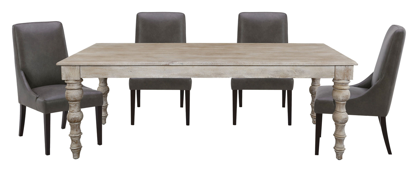Crossings - Rectangular Dining Table With 4 Upholstered Chairs - Whitewash & Black