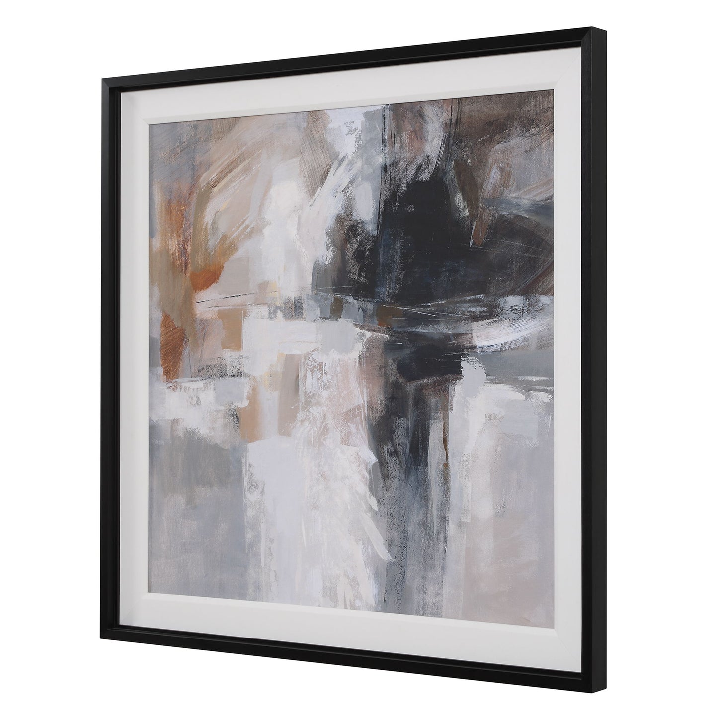 Wings Neutral - Abstract Framed Print - Black