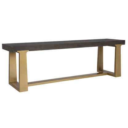 Voyage - Brass And Wood Bench - Gold