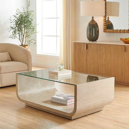 Maeva - Modern Glass Coffee Table - Woodtone