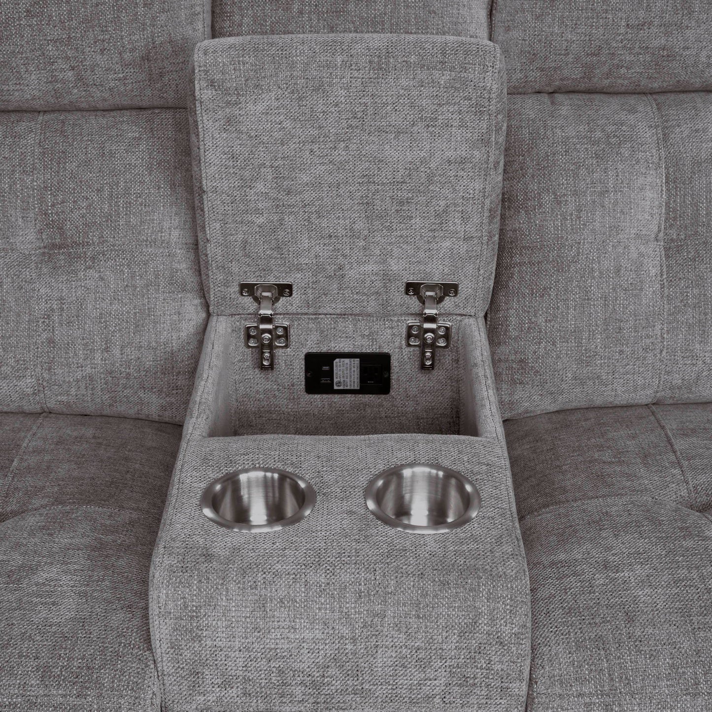 Richland - Power Reclining Console Loveseat - Bristol Gray